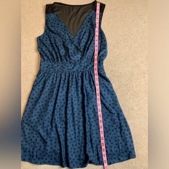 BCBGeneration Dress Polka Dot MIDI Black Blue Sheer Women Size 2 or XS - Picture 5 of 7